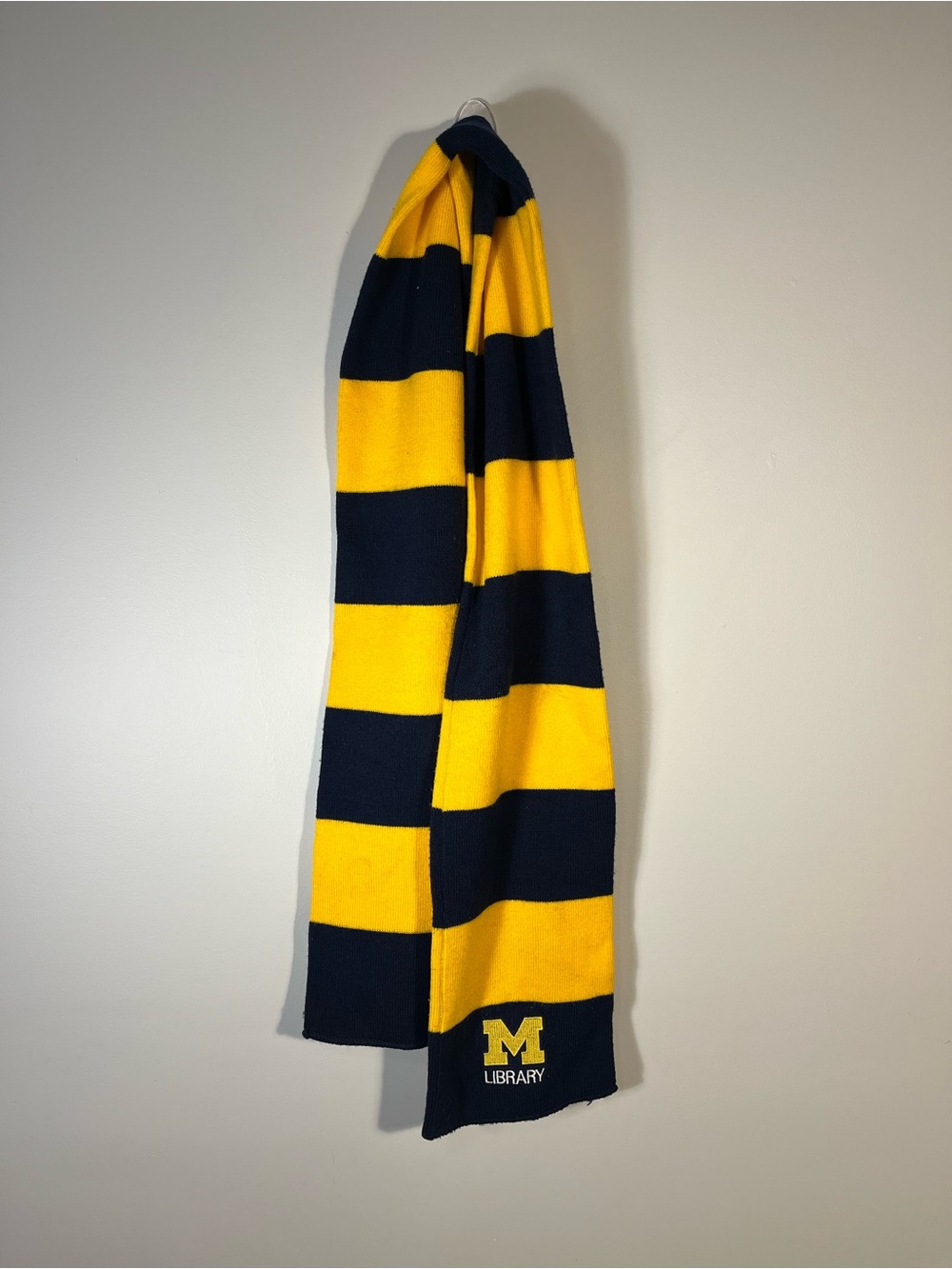 University of Michigan Library UofM Collegiate Maze Yellow Blue Striped Scarf